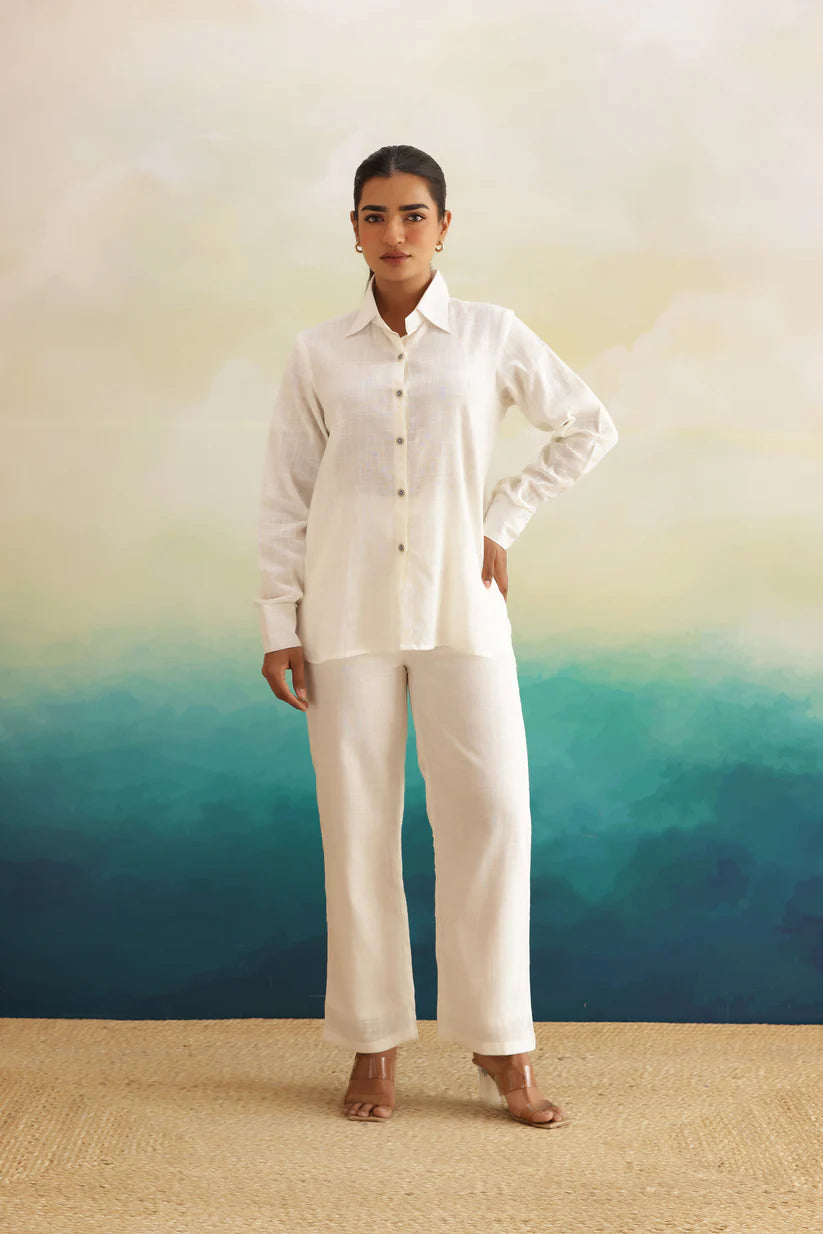 Aira Ivory Cotton Slub Co-ord Set