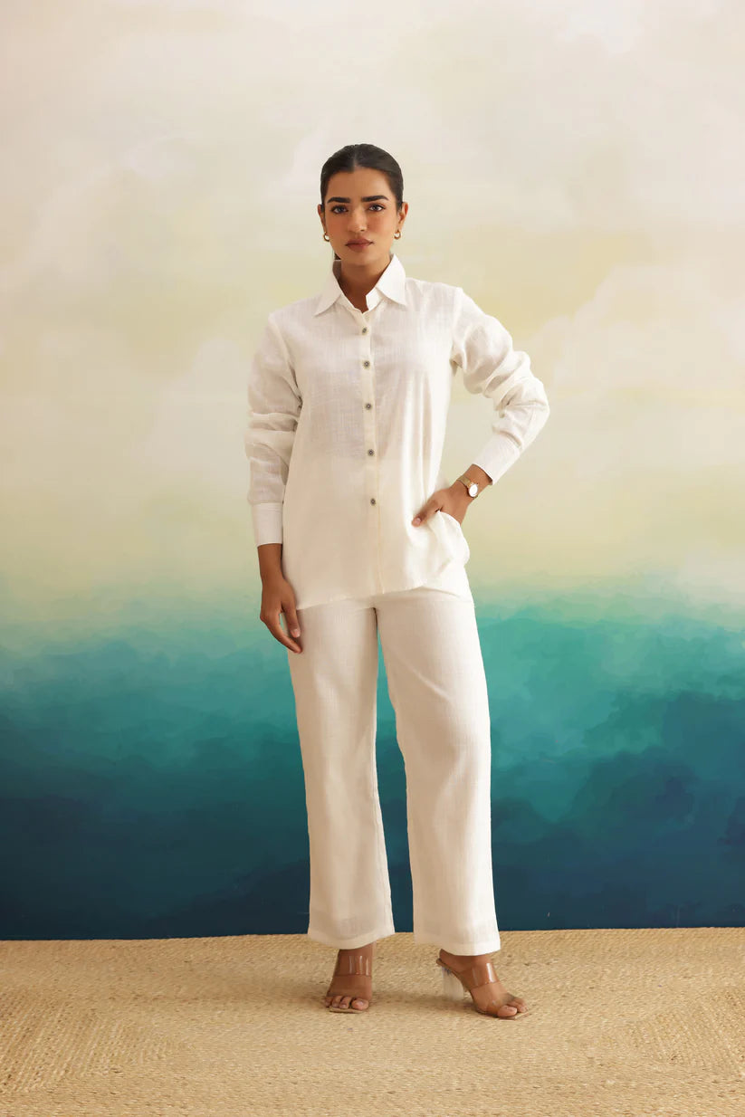 Aira Ivory Cotton Slub Co-ord Set
