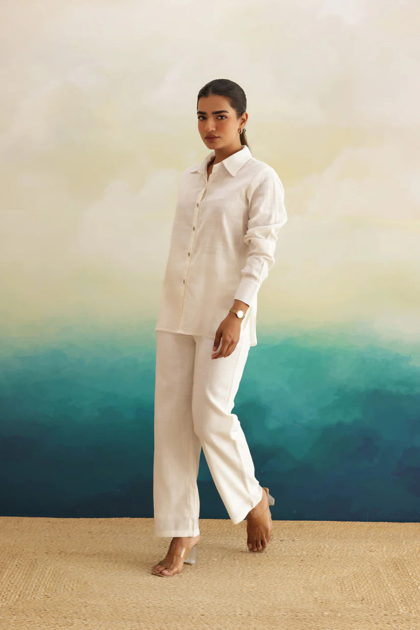 Aira Ivory Cotton Slub Co-ord Set