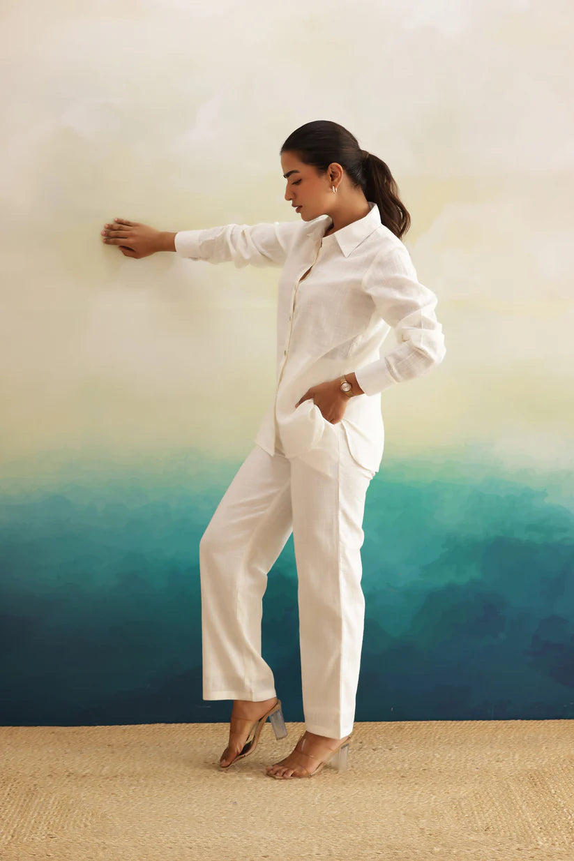 Aira Ivory Cotton Slub Co-ord Set