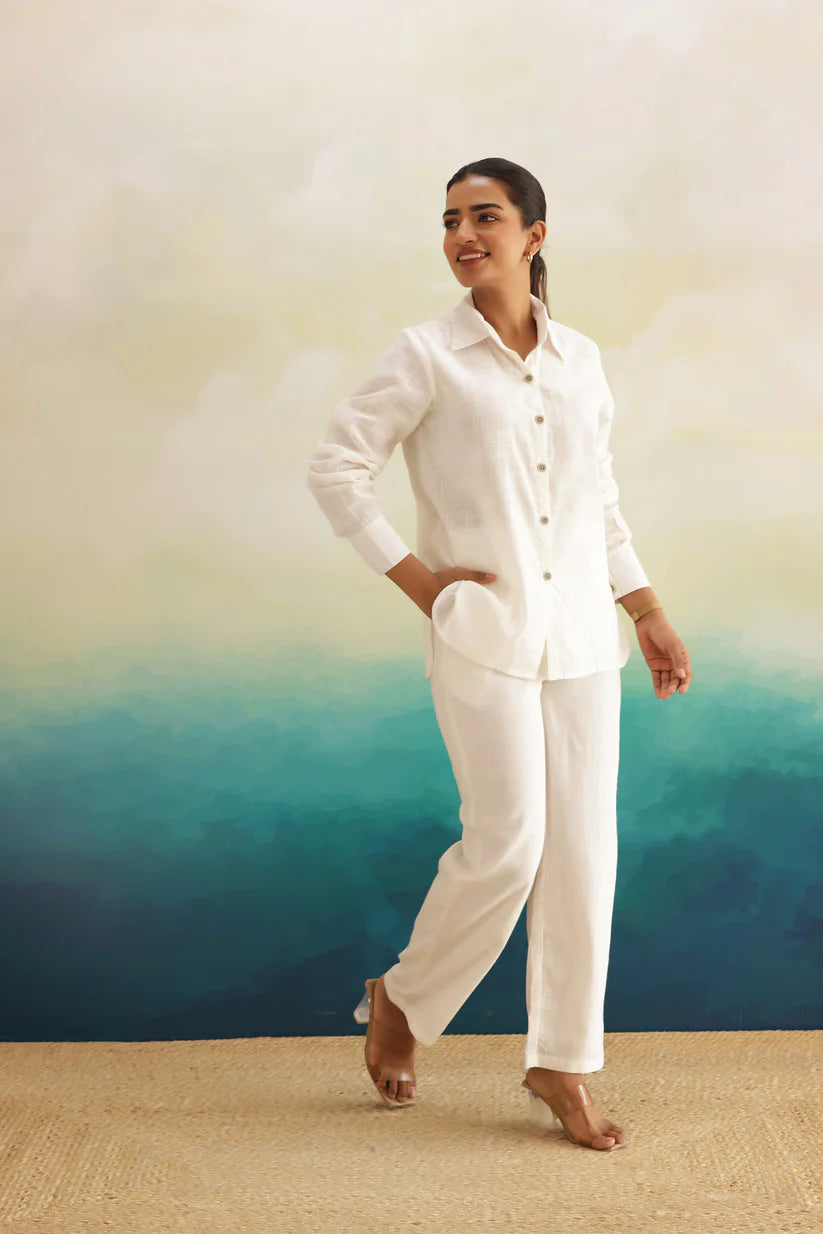 Aira Ivory Cotton Slub Co-ord Set