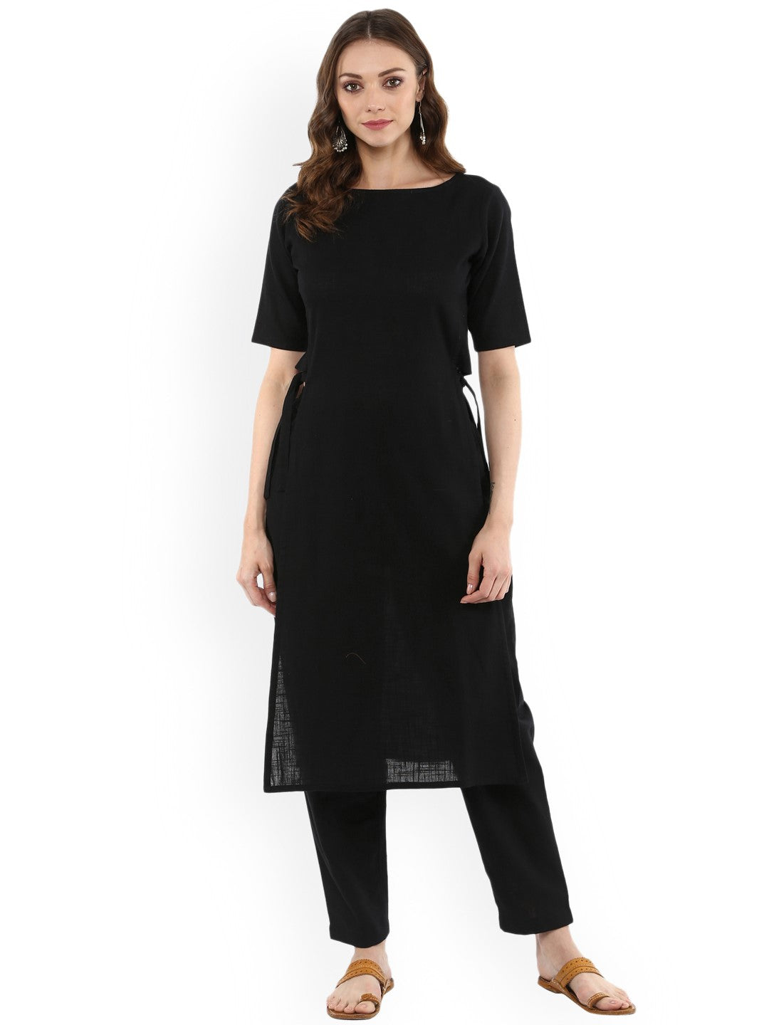 Tie-Up Cotton Flex Kurta Pant Set