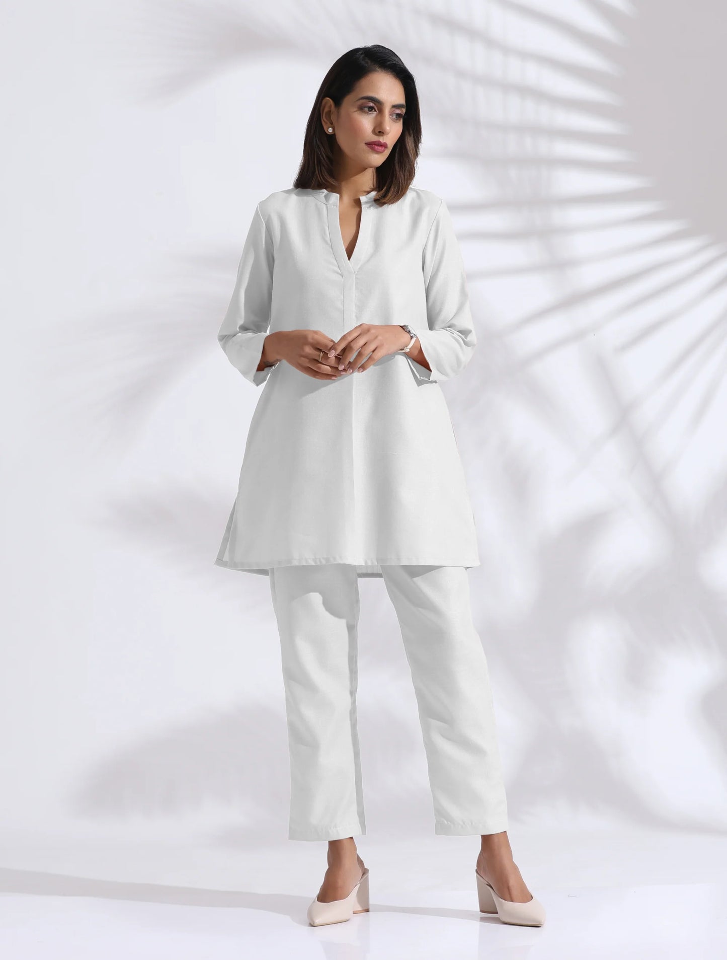 Ivory Minimalist Cotton Flex Co-ord Set