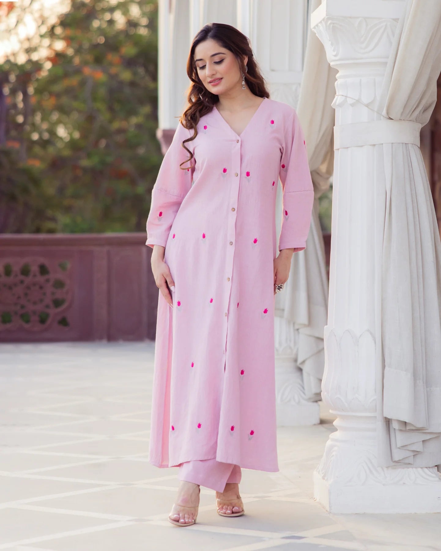 Noor Light Pink Embroidered Kurta Set