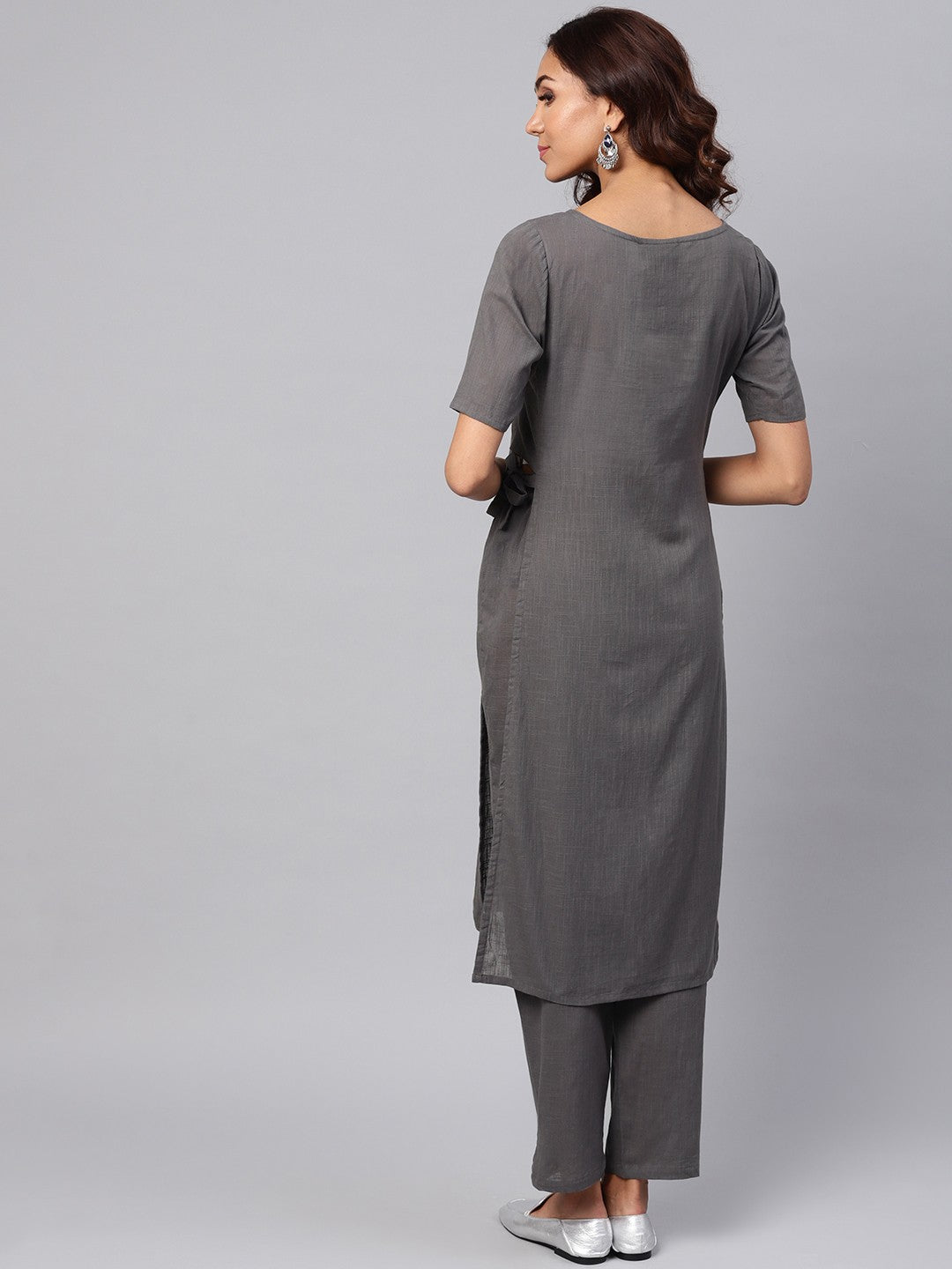 Tie-Up Cotton Flex Kurta Pant Set