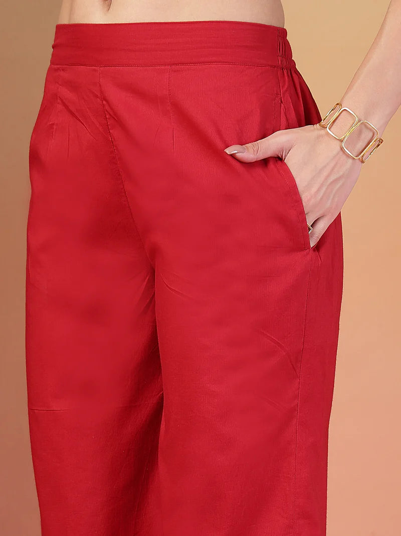 Schiffli Embroidered Cotton Kurta Pant Set
