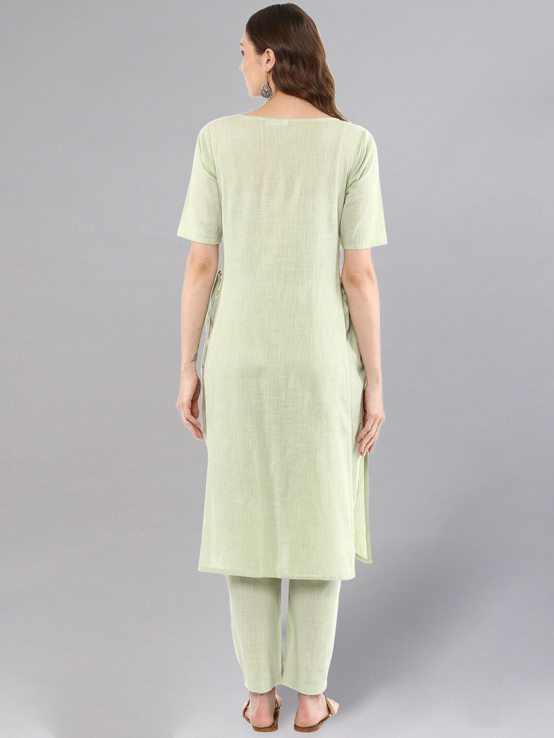 Tie-Up Cotton Flex Kurta Pant Set