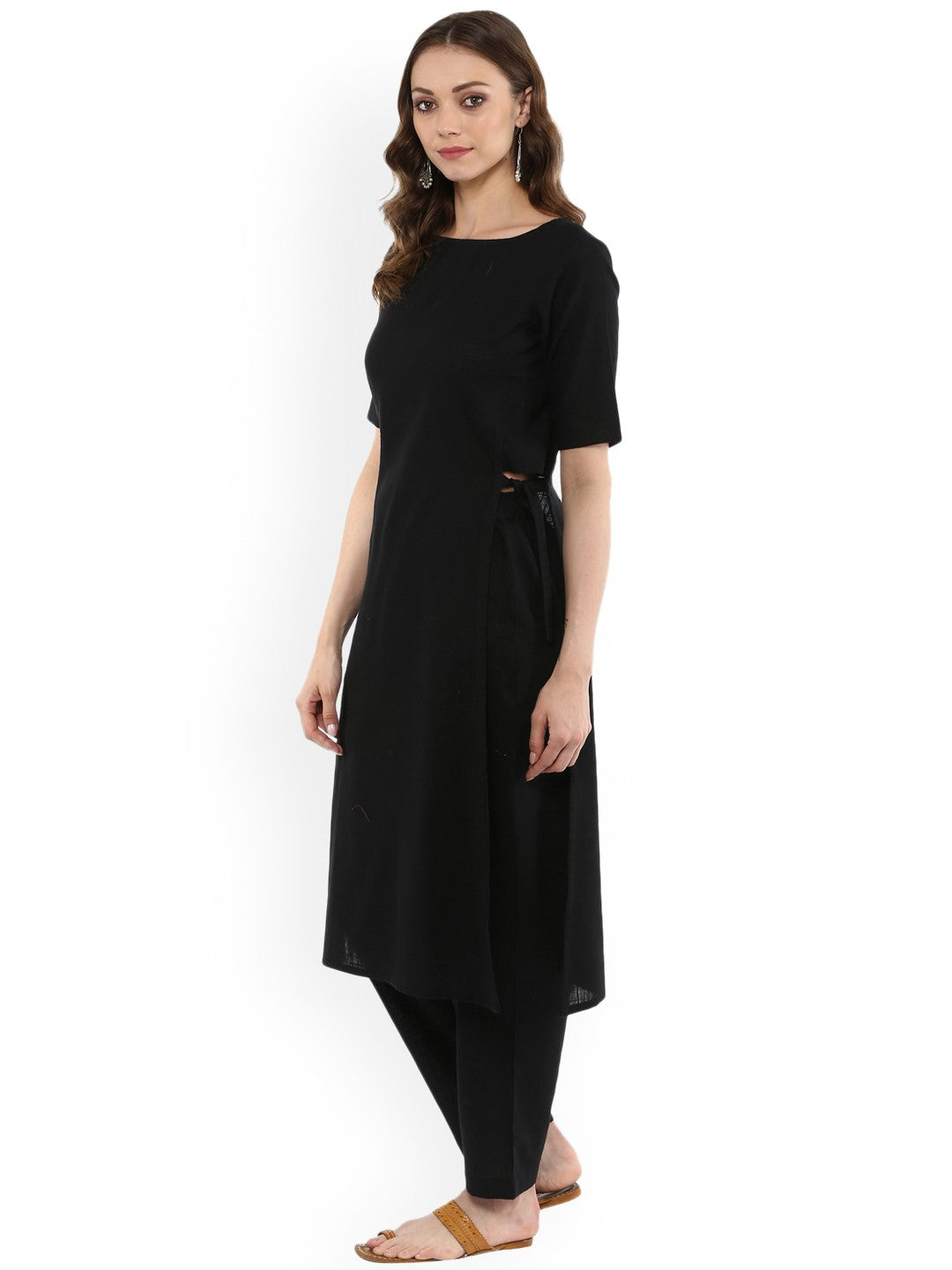 Tie-Up Cotton Flex Kurta Pant Set
