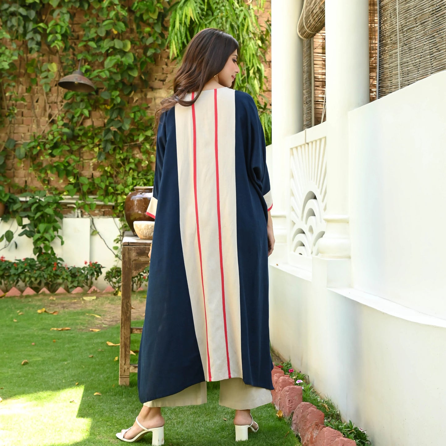 Navya Striped Contrast Cotton Kurta Set