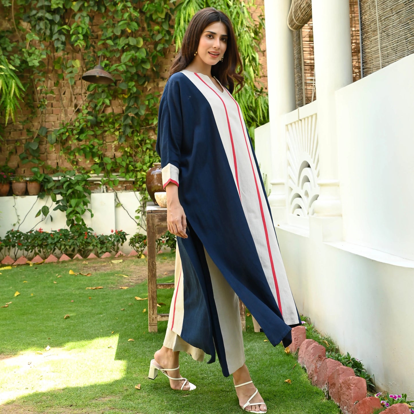 Navya Striped Contrast Cotton Kurta Set