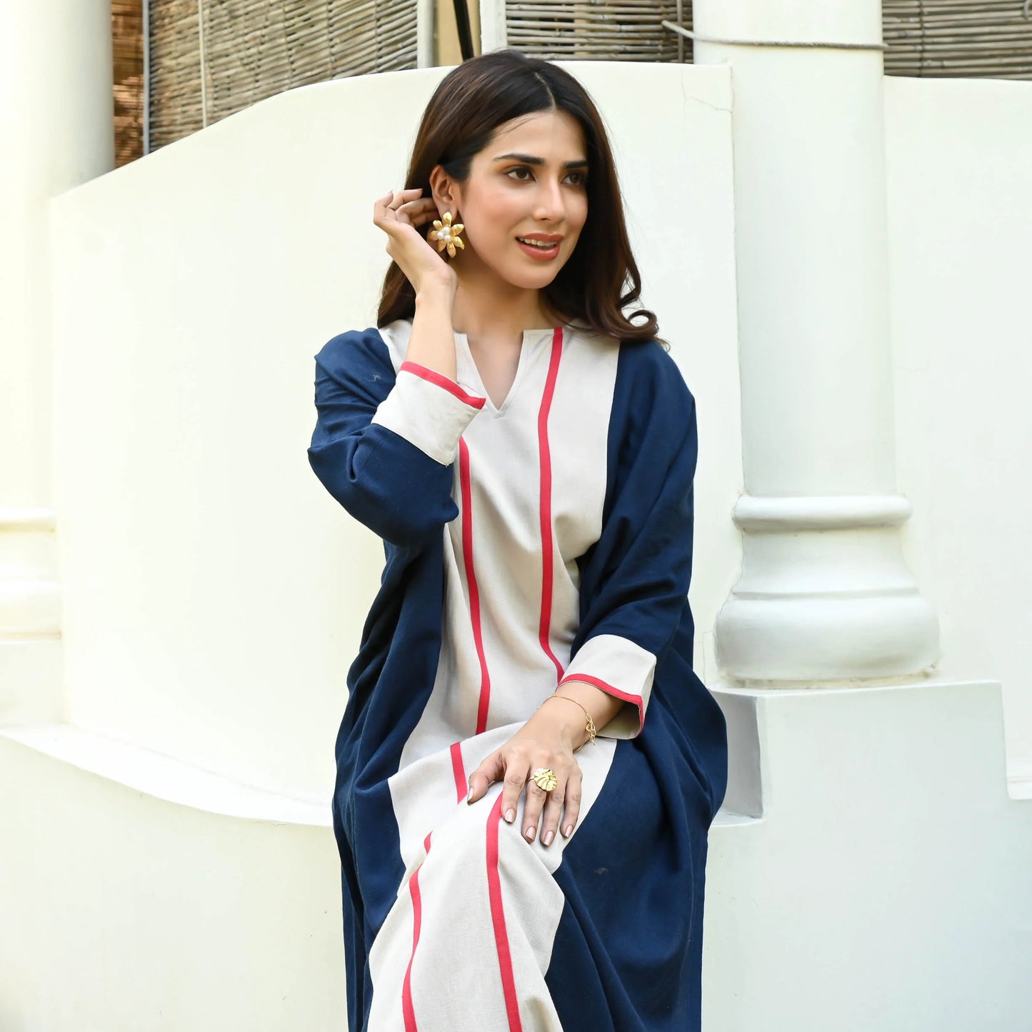 Navya Striped Contrast Cotton Kurta Set