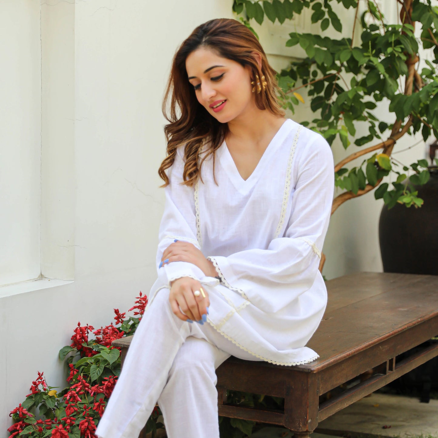 Whisper White Cotton Slub Co-ord Set
