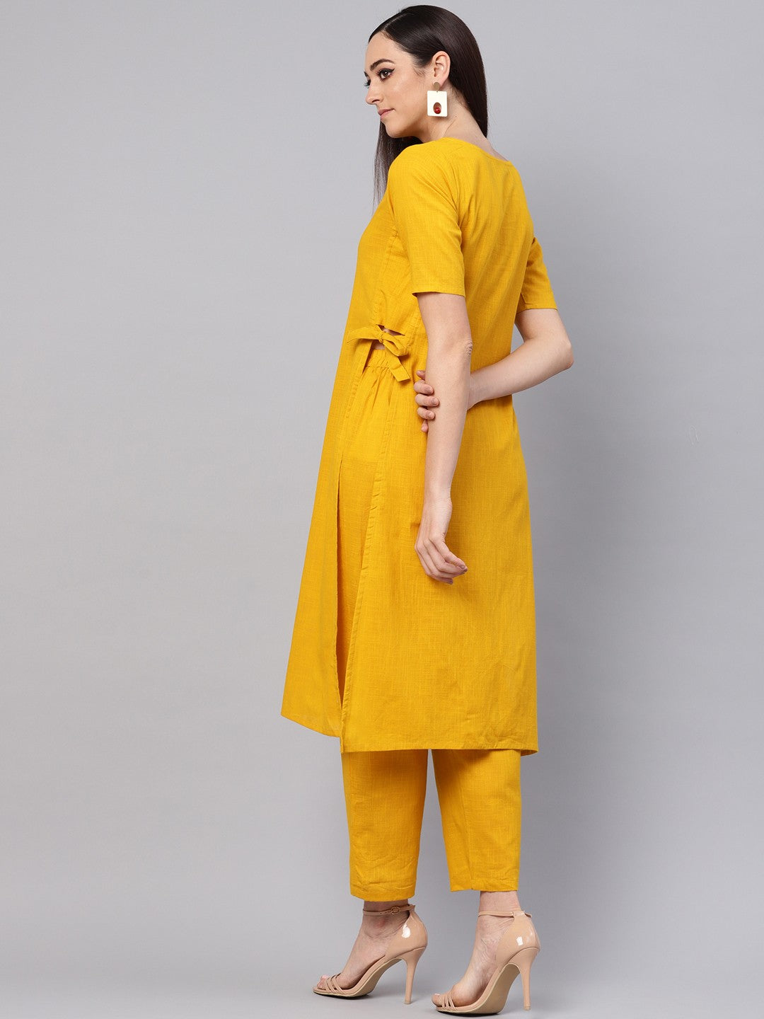 Tie-Up Cotton Flex Kurta Pant Set