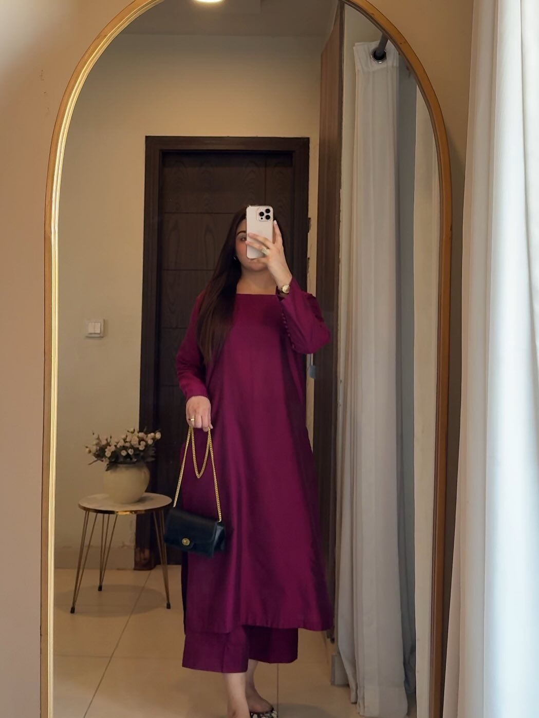 Tanirika Wine Cotton Flex Kurta Set