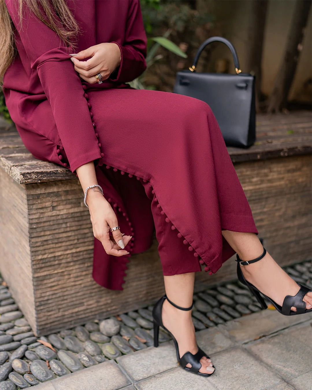 Butter Crepe Straight Kurta Set with Delicate Side Lace Accents