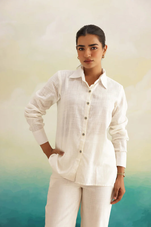 Aira Ivory Cotton Slub Co-ord Set