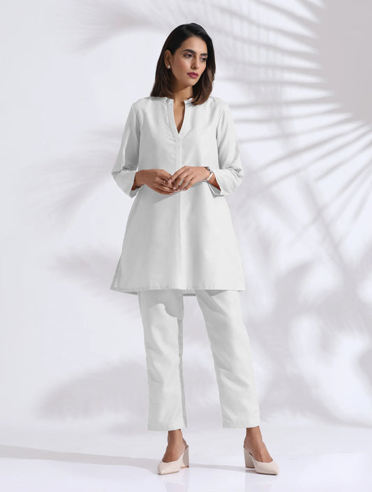 Ivory Minimalist Cotton Flex Co-ord Set