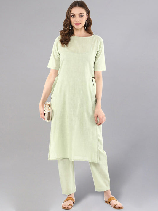 Tie-Up Cotton Flex Kurta Pant Set