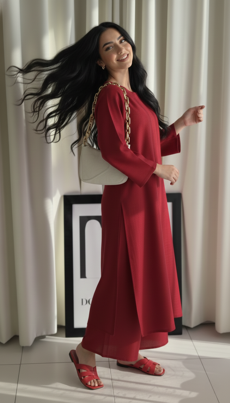 "Tarini" - Cotton Co-ord Set with Wide Sleeves