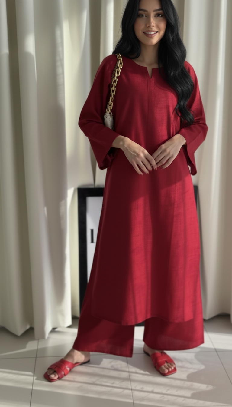 "Tarini" - Cotton Co-ord Set with Wide Sleeves