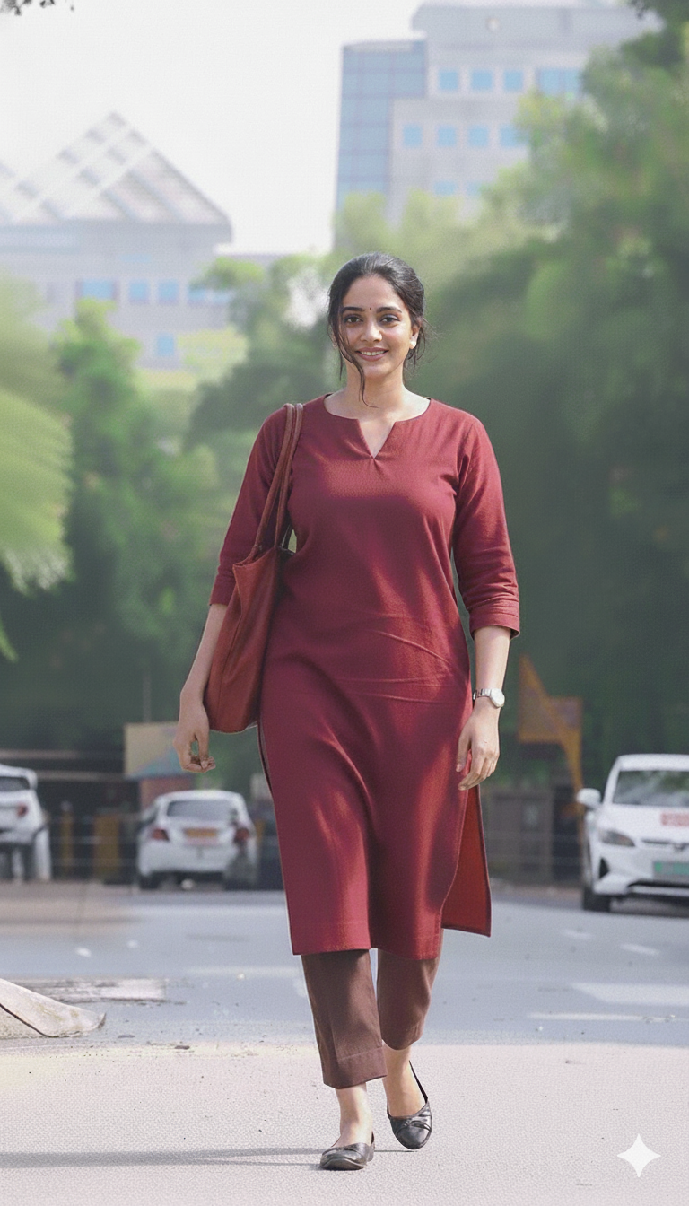 "Diya" - Solid Cotton Kurta & Pant Set