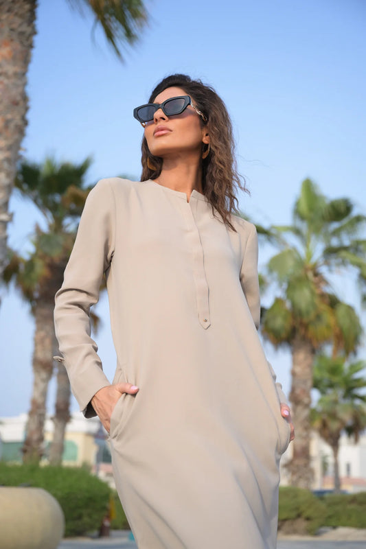 Minimalist Beige Co-ord Set with Utility Pockets