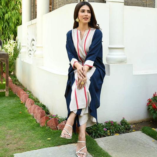 Navya Striped Contrast Cotton Kurta Set