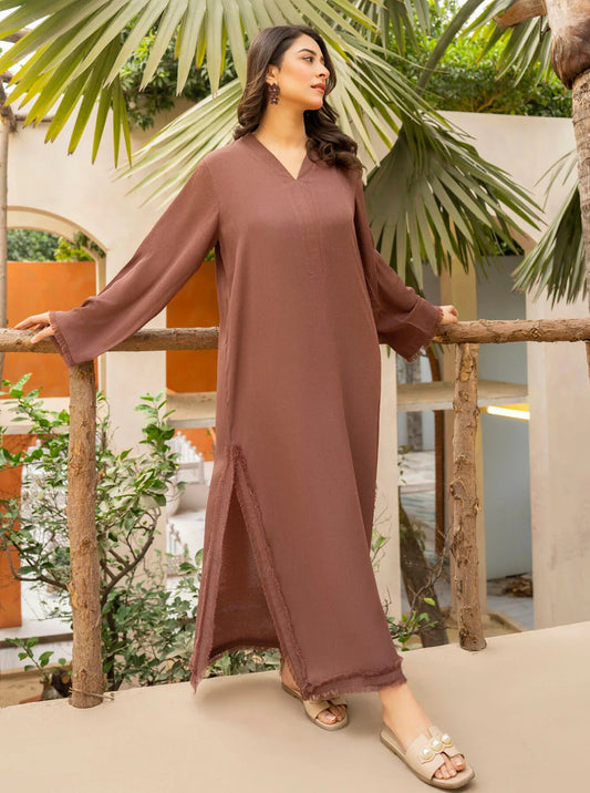 Pakistani-Style Georgette Co-Ord Set with Fringed Detailing