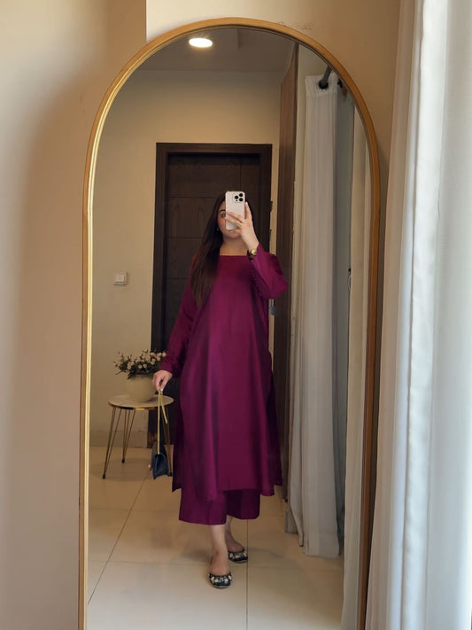 Tanirika Wine Cotton Flex Kurta Set