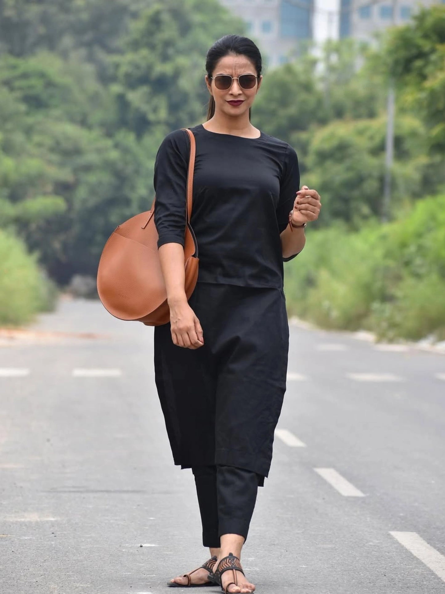 "Yatra" - Black Soft Cotton Minimalist Kurta Set
