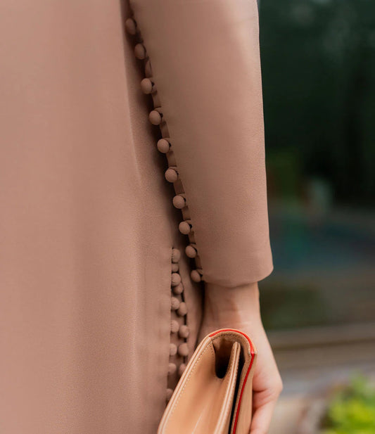 Butter Crepe Straight Kurta Set with Delicate Side Lace Accents