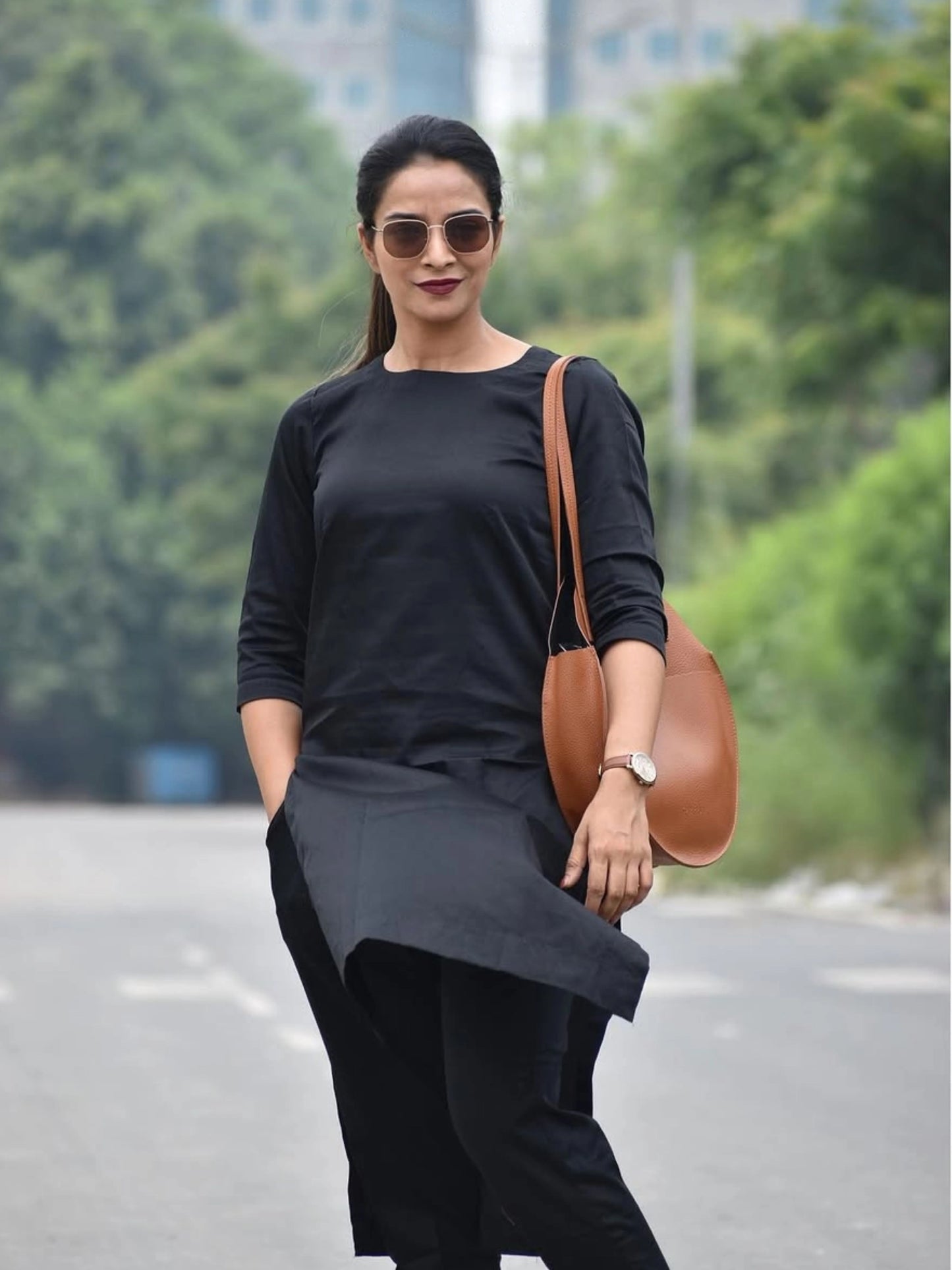 "Yatra" - Black Soft Cotton Minimalist Kurta Set