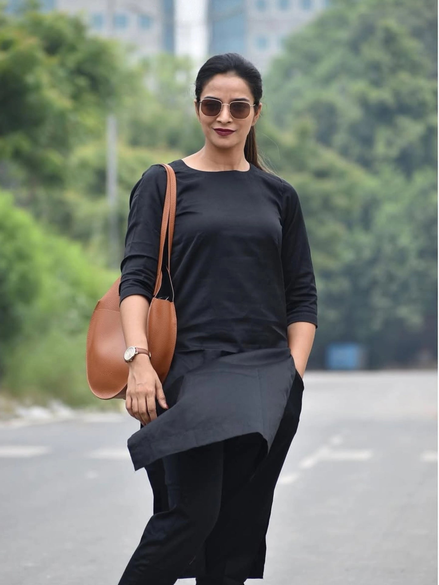 "Yatra" - Black Soft Cotton Minimalist Kurta Set